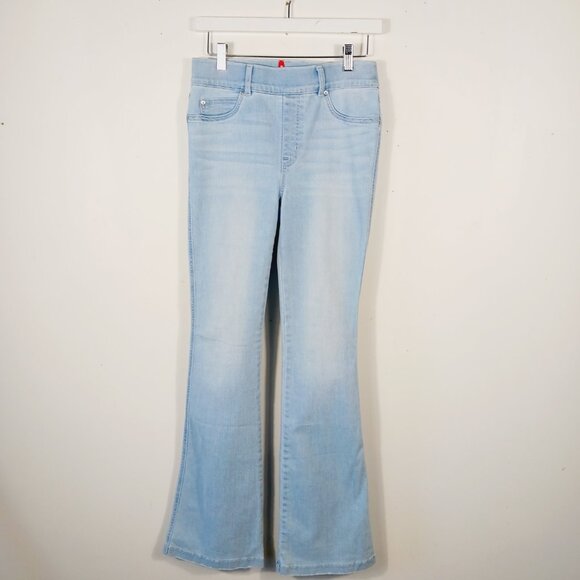 Spanx Light Wash, High Rise, Flare Leg, Pull On Sculpting Jeans, Size Small - Picture 4 of 16